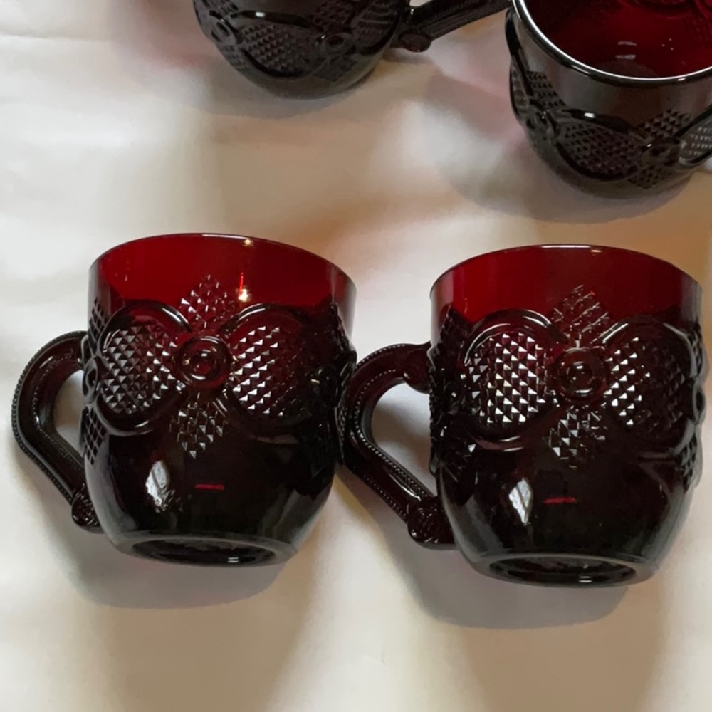 Vintage Avon Cape Cod Ruby Red Glass Coffee Cups set of 2 - Picture 3 of 6